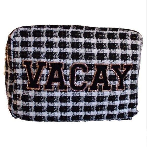 Women's Vacay XL Bag Travel  Black Plaid bag packing bag - Picture 4 of 12